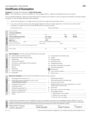 Minnesota Certificate of Exemption