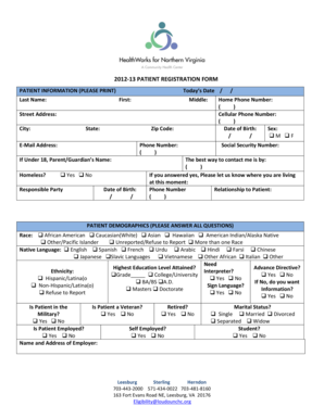 2012-13 Patient Registration Form