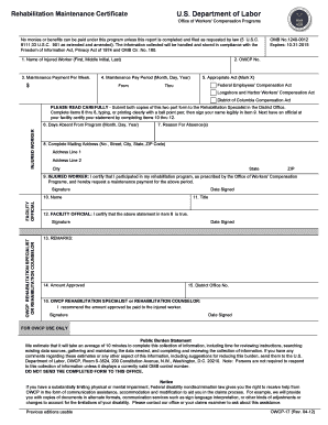 Rehabilitation Maintenance Certificate