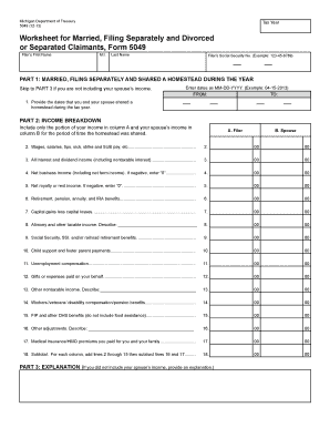 Michigan Form 5049 Worksheet