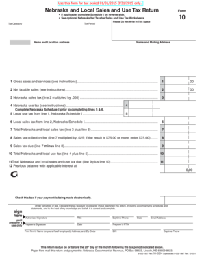 Nebraska Sales and Use Tax Return Form