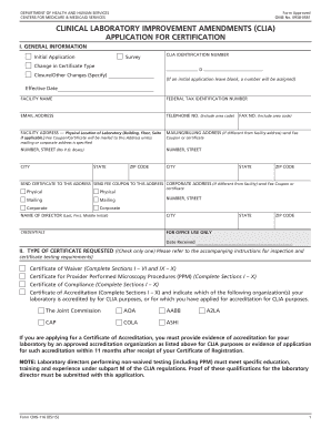 CLIA Application for Certification