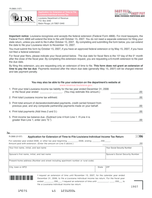 Louisiana Individual Income Tax Extension Form