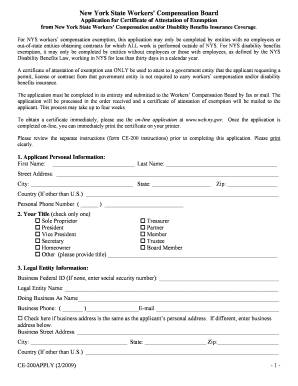 New York State Workers' Compensation Exemption Application