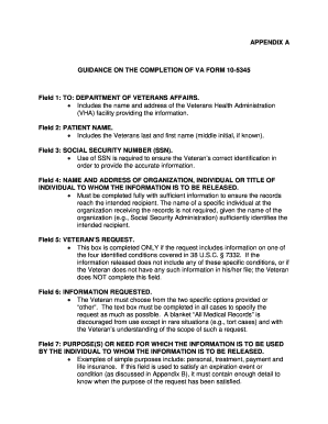 VA Form 10-5345 Authorization for Release of Information
