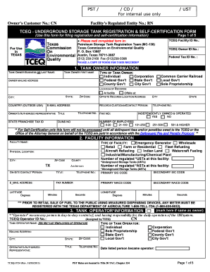 Texas Underground Storage Tank Registration Form