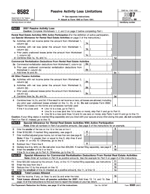 IRS Form 8582 Passive Activity Loss Limitations