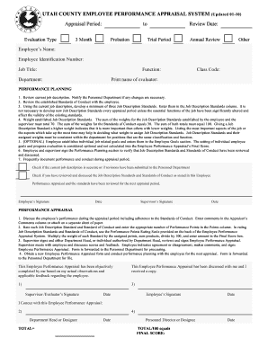 Utah County Employee Performance Appraisal Form