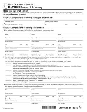 Illinois Power of Attorney Form IL-2848