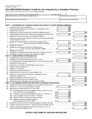 Michigan Form 777 Resident Credit for Canadian Tax
