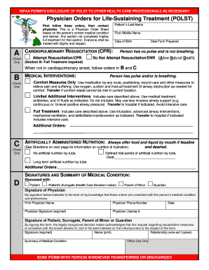 Physician Orders for Life-Sustaining Treatment (POLST) Form