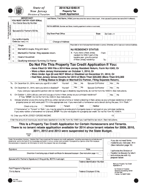 NJ-1040-H Property Tax Credit Application