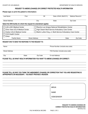 Request to Amend Protected Health Information