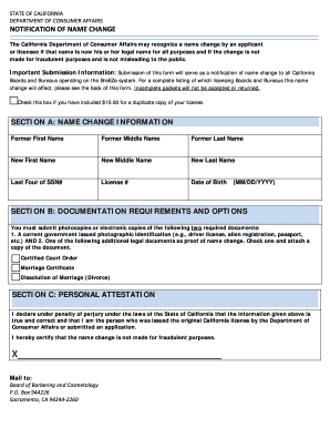 California Name Change Notification