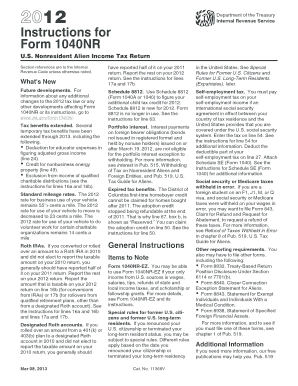 Form 1040NR Instructions
