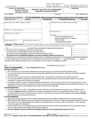 Michigan Request and Writ for Garnishment