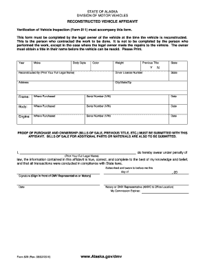 Alaska Reconstructed Vehicle Affidavit
