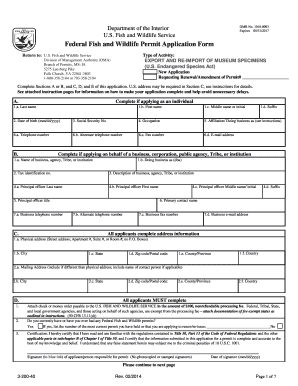 Federal Fish and Wildlife Permit Application