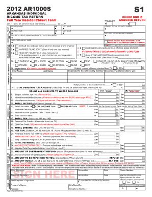 Arkansas Individual Income Tax Return 2012