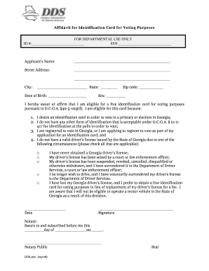 Affidavit for Voting Identification Card