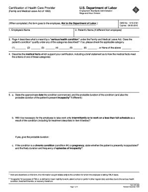 Certification of Health Care Provider Form WH-380