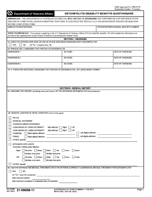 Osteomyelitis Disability Benefits Questionnaire