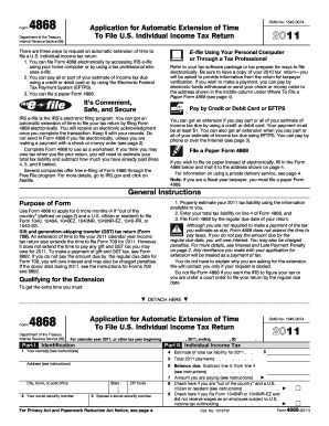 Form 4868 Application for Automatic Extension of Time to File US Individual Income Tax Return