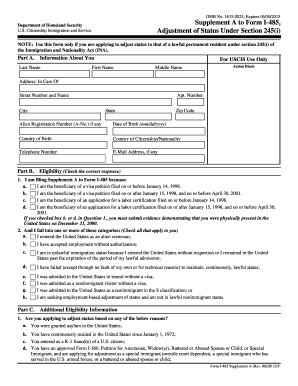 USCIS Form I-485 Supplement A