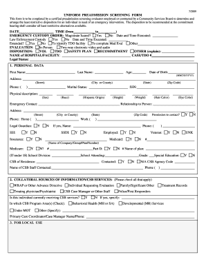 Uniform Preadmission Screening Form