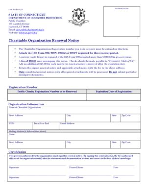 Connecticut Charitable Organization Renewal Notice