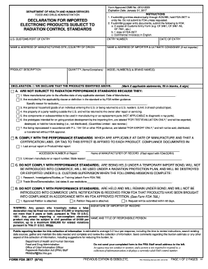 FDA Form 2877 for Imported Electronic Products