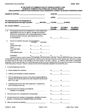 Ohio Child Support Computation Worksheet