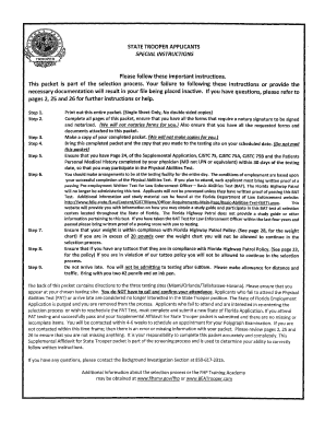 Florida State Trooper Application Packet
