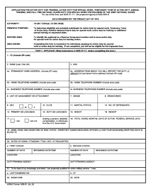 Army National Guard Active Duty Application