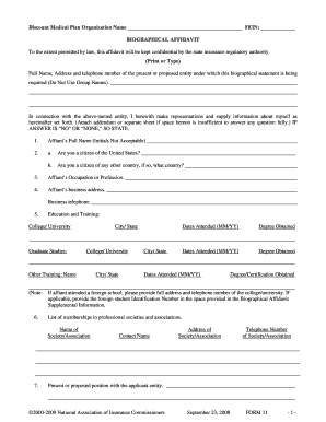 Biographical Affidavit Form