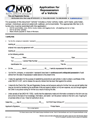 Montana Vehicle Repossession Application