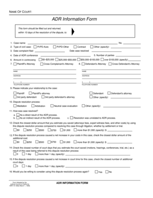 California ADR Information Form