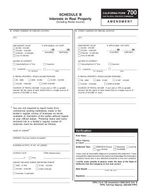 California Form 700 Schedule B Amendment