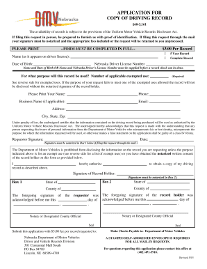 Nebraska Driving Record Application