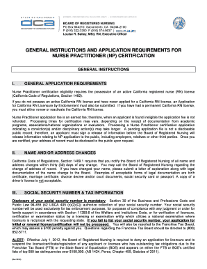 California Nurse Practitioner Certification Application