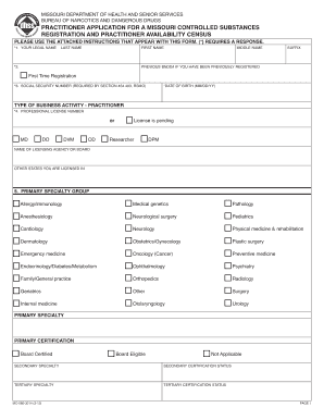Missouri Controlled Substances Registration Application