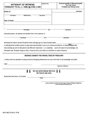 Affidavit of Witness for Will