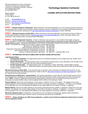 Minnesota Technology Systems Contractor License Application