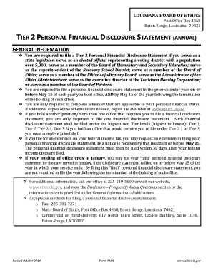 Louisiana Tier 2 Personal Financial Disclosure Statement