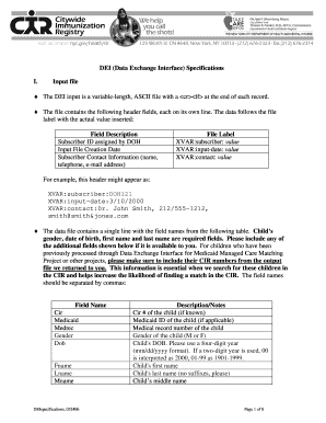 DEI (Data Exchange Interface) Specifications I. Input file - NYC.gov - nyc
