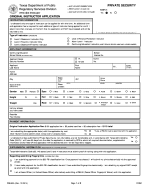 Texas Private Security Instructor Application