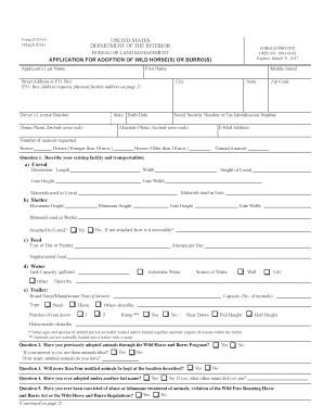 Application for Adoption of Wild Horse or Burro