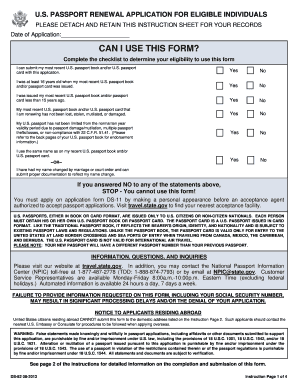US Passport Renewal Application Form DS-82