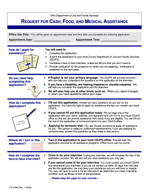 Ohio Cash, Food, and Medical Assistance Application