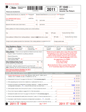 Ohio IT 1040 Individual Income Tax Return